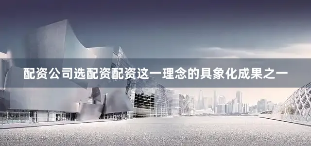配资公司选配资配资这一理念的具象化成果之一
