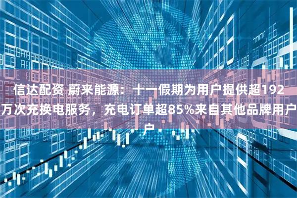 信达配资 蔚来能源：十一假期为用户提供超192万次充换电服务，充电订单超85%来自其他品牌用户