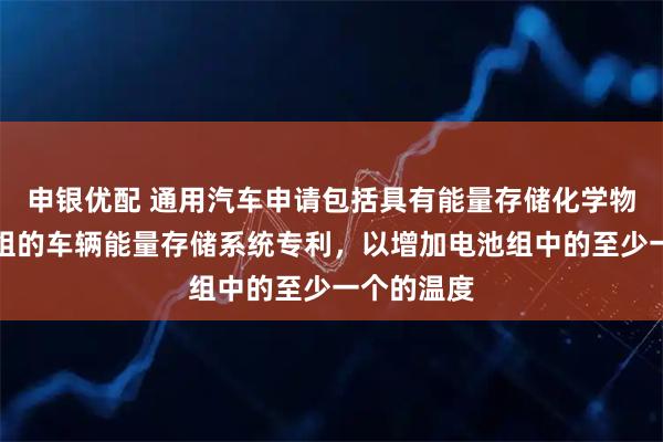 申银优配 通用汽车申请包括具有能量存储化学物质的电池组的车辆能量存储系统专利，以增加电池组中的至少一个的温度